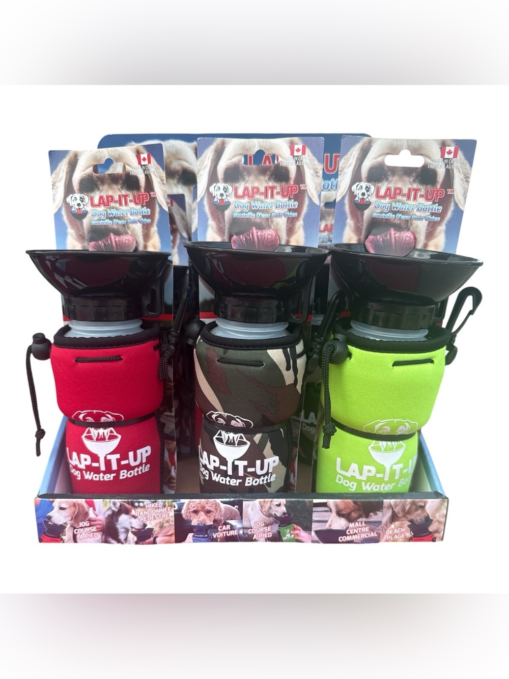 NEW Lap-It-Up Dog Water Bottle 20 oz Portable Travel Bowl Camo Made in Canada